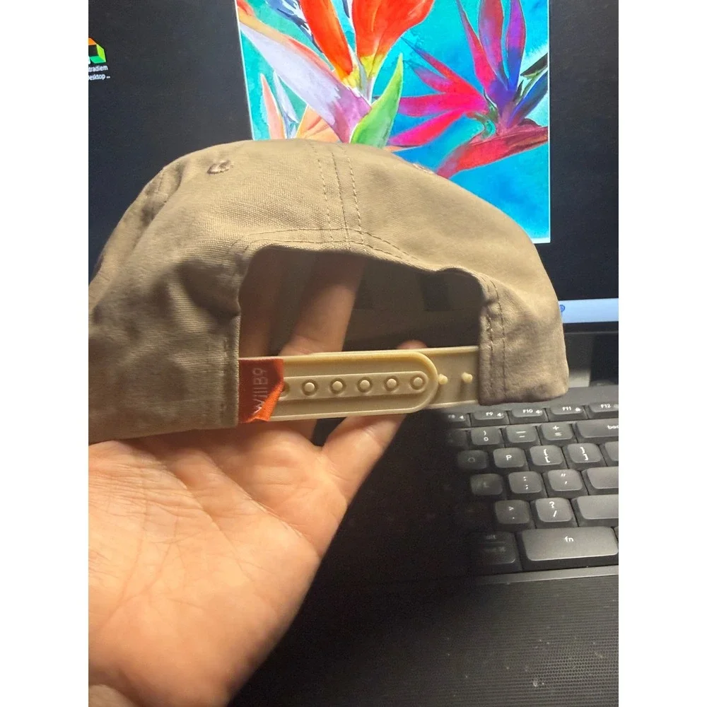 WillBo Baseball Cap Mens Adjustable Tan Cotton Twill Flat Brim Snapback Hat